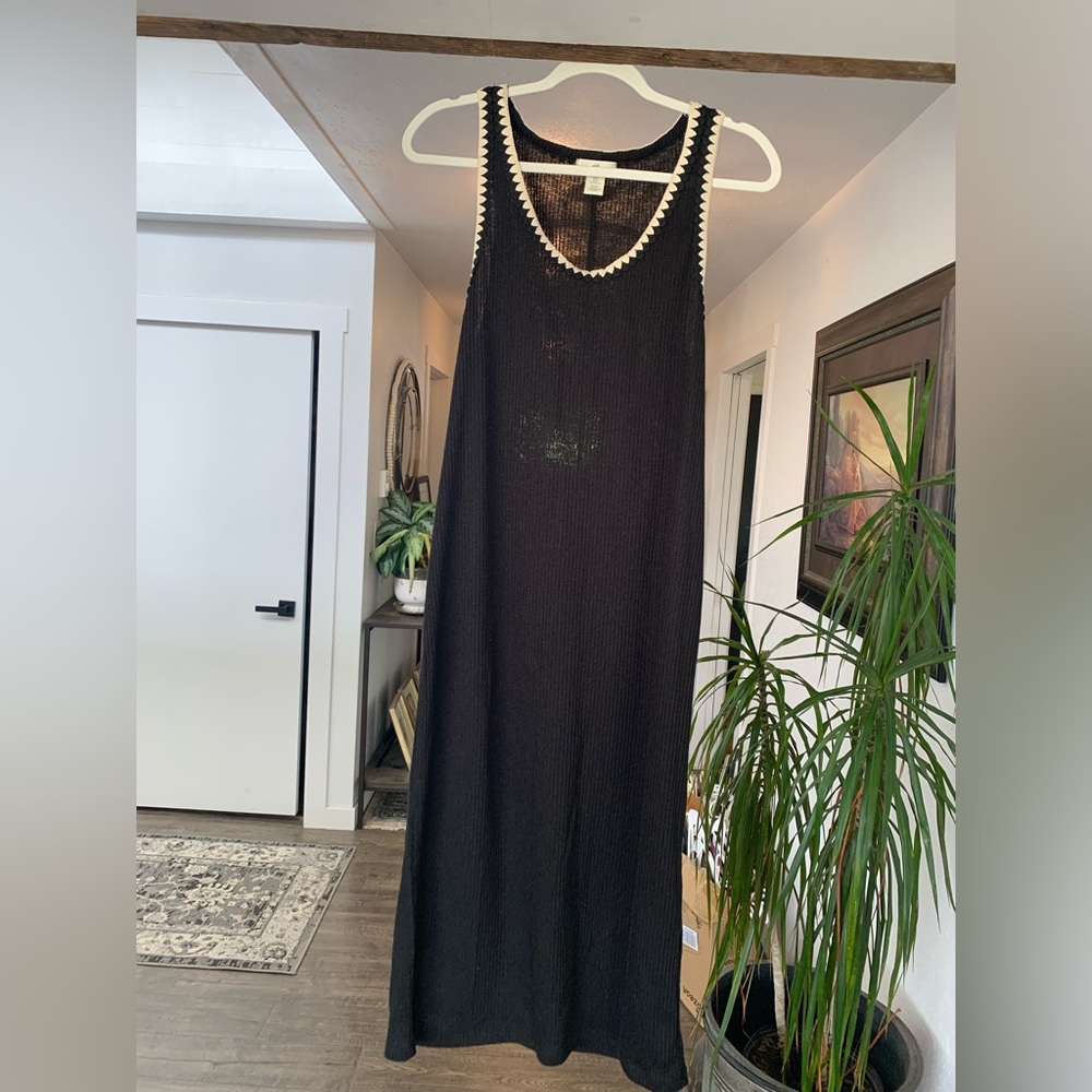 H&M Crocheted Knit Black Maxi Tank‎ Dress Medium Women’s Preloved